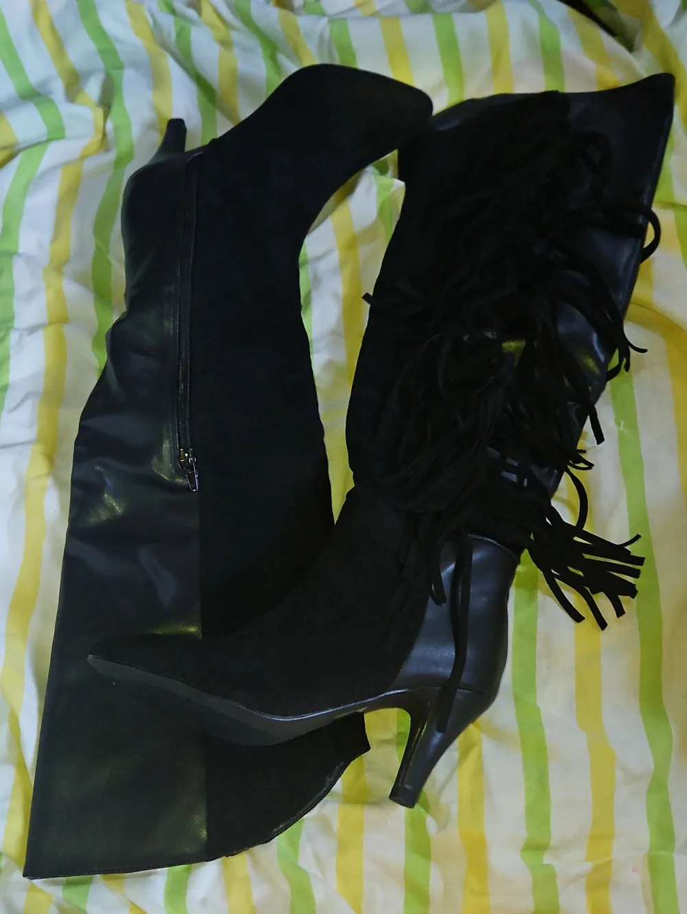 Women's Black Fringe Over-the-Knee Boots